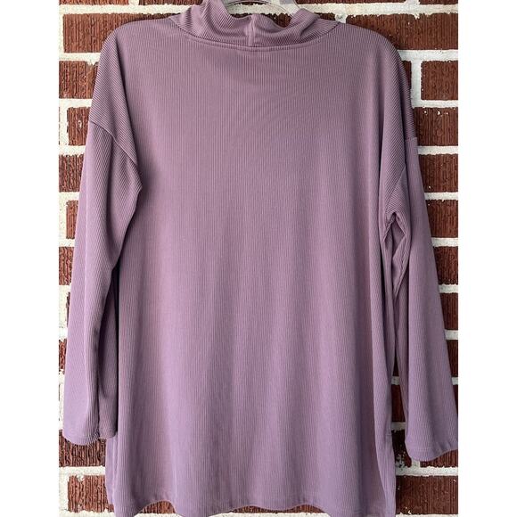 J. Jill purejill Pink Ribbed Knit Tunic Top Cowl Neck Top Size MP - Picture 2 of 3